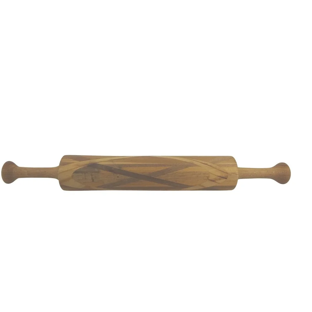 Artisan Handcrafted Mixed Wood Inlay Rolling‎ Pin Geometric Pattern Kitchen Tool